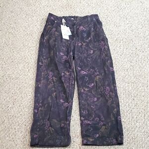 Deerberg Purple Black Floral Couduroy Fall Pants 8